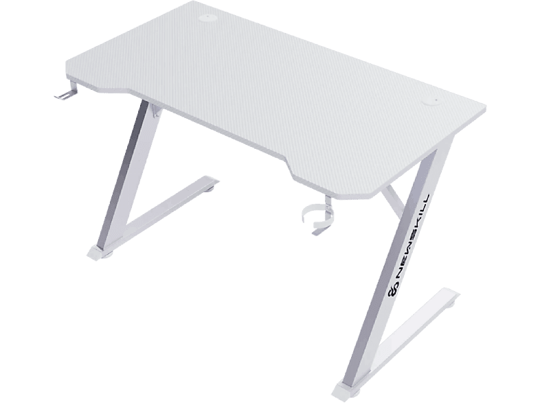 REACONDICIONADO Seminuevo Muy bueno Mesa gaming - Newskill Belenor Ivory, Soporta hasta 200 kg, Forma Z reforzada, Portavasos, Cajón cables, Blanco