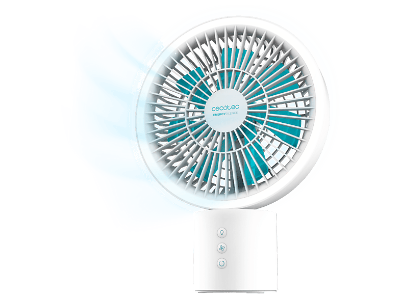 Ventilador de sobremesa - Cecotec EnergySilence 8000 Portable Light Desk, Batería mAh, 8", Oscilación, Luz LED 3 tonos, 4 velocidades, Blanco