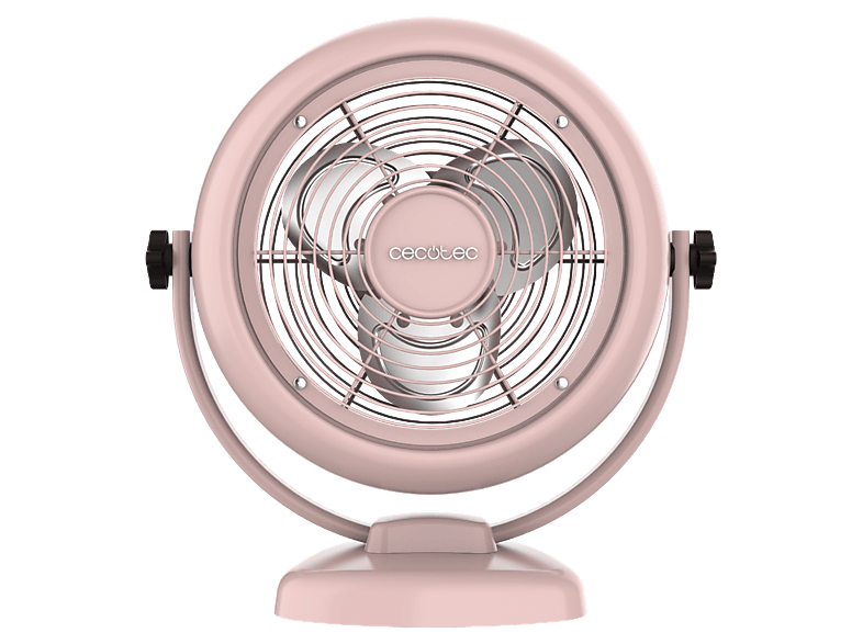 Ventilador de sobremesa - Cecotec EnergySilence 800 RetroDesk, Estilo retro, 20 W, 2 velocidades, Inclinación ajustable, 3 aspas, Rosa