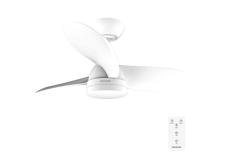 Ventilador de techo - Cecotec EnergySilence Aero 3050 White, Motor DC 35 W, Luz LED 22 W (3 tonos), Mando, 6 velocidades, 3 aspas, Blanco