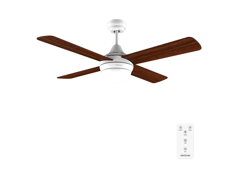 Ventilador de techo - Cecotec EnergySilence Aero 4250 Fresh, 55W, Luz LED 3 tonos, Mando, Temporizador 8h, vel, 4 aspas reversibles, Marrón