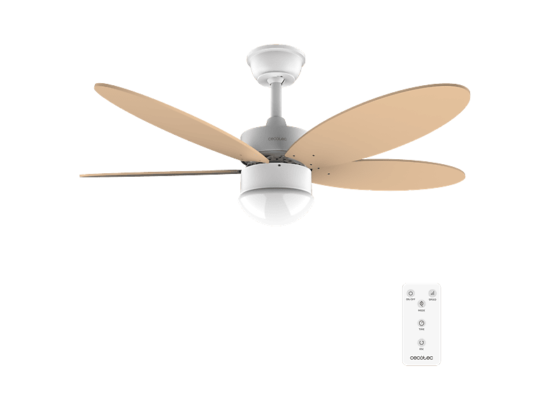 Ventilador de techo - Cecotec EnergySilence Aero 4260 Orange, Luz LED 3 tonos, Mando, Temporizador 8h, 6 velocidades, Aspas reversibles, Naranja