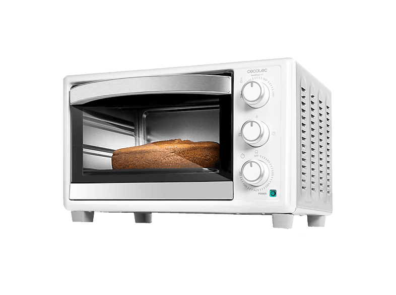 Minihorno eléctrico - Cecotec Bake&Toast 2300, 23 L, 1500 W, 3 modos de calor, Puerta doble cristal, Luz interior, Temporizador, Blanco