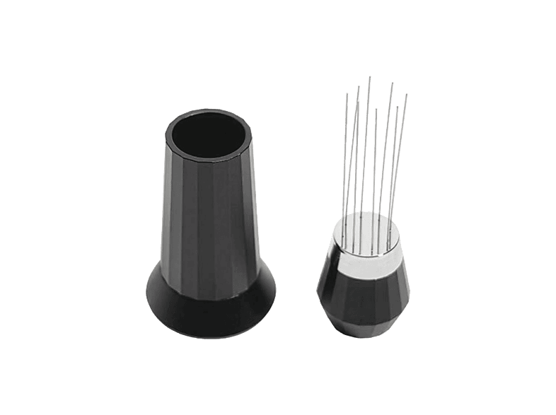 Accesorio cafetera - Cecotec Baristeo Needle, Agitador de café molido, 7 agujas acero inoxidable, Evita grumos, Tapa protectora, Negro