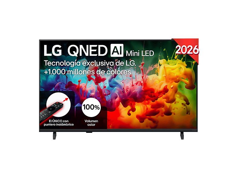 TV QNED Mini LED 43" - LG 43QNED72B6B, UHD 4K, Procesador Inteligente α7 AI Processor 4K Gen9, Smart TV, DVB-T2 (H.265), Negro