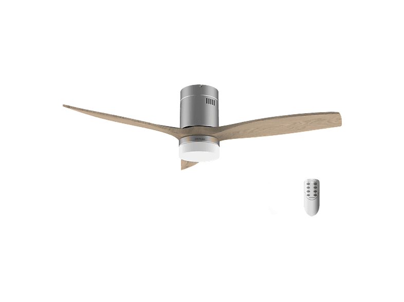 Ventilador de techo - Cecotec EnergySilence Aero 5600 Classic Acero, Motor DC 40 W, Luz LED 18 6 Velocidades, Mando, 3 aspas, Plateado