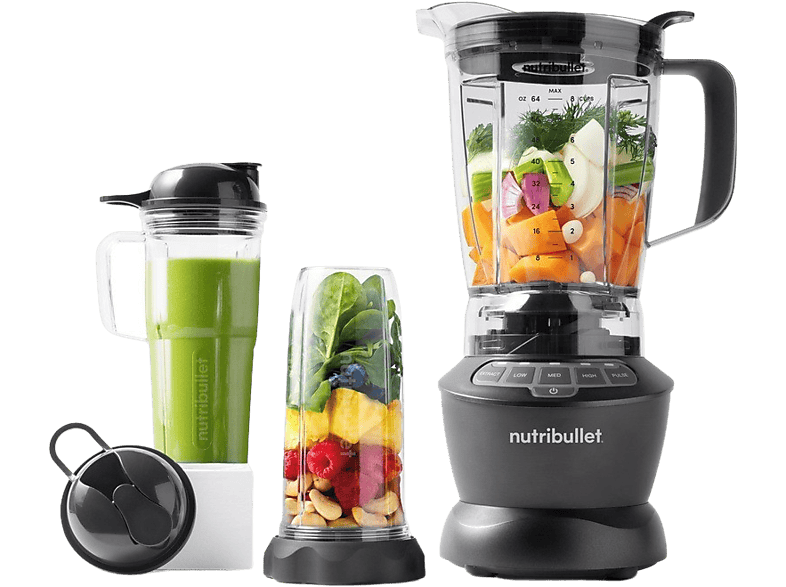 REACONDICIONADO Seminuevo Muy bueno Batidora de vaso - nutribullet Combo, 1200W, personal, Cuchilla extractora Easy-Twist, Gris Oscuro